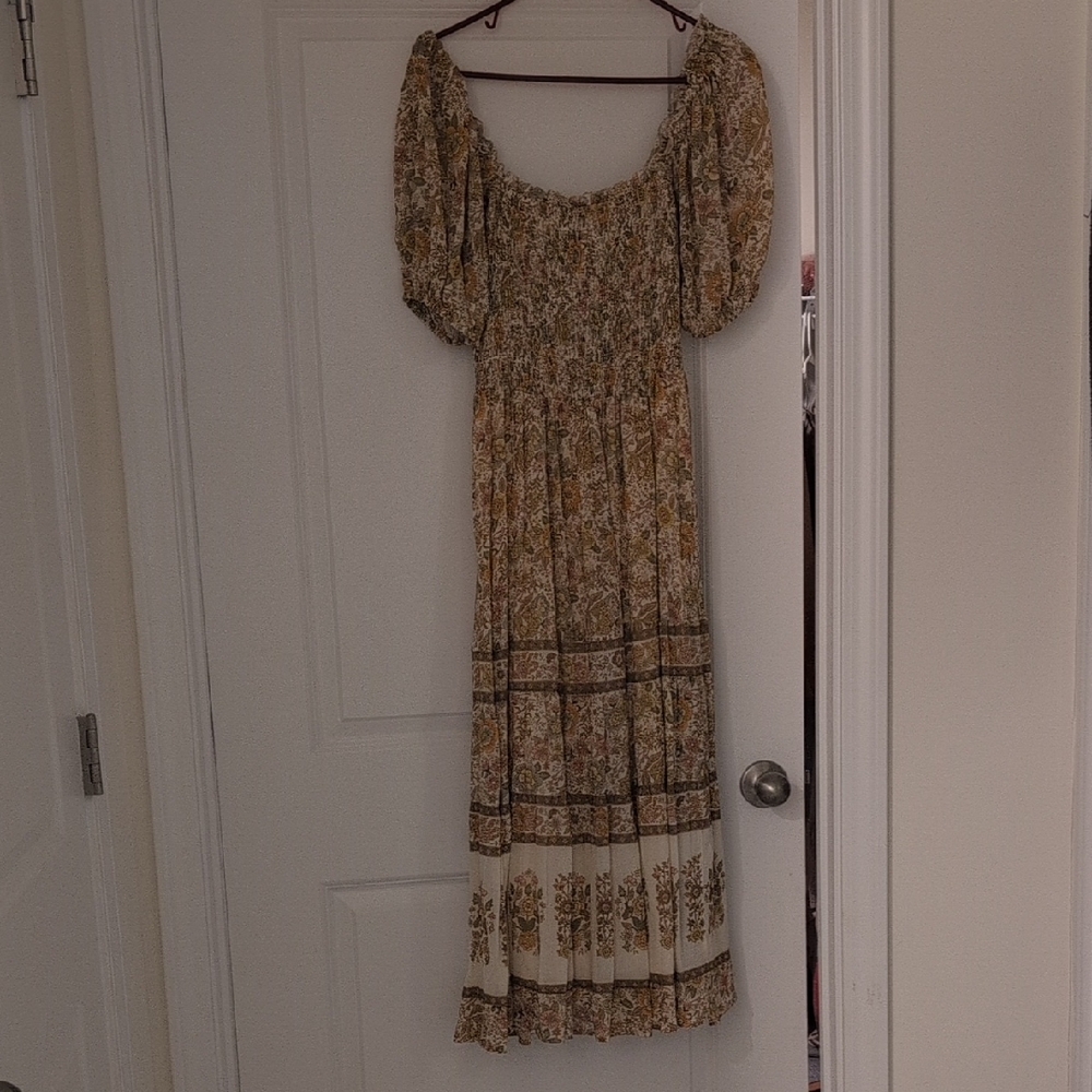 Spell & The Gypsy Co Juniper Shirred Smocked Midi Dress Size M